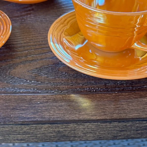 Fire King Radiant Orange Cup and Saucer Collection